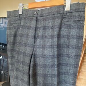 Grey Plaid Wool Trousers